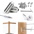Muzata Cable Railing Invisible Turnbuckle Swageless Lag Screw Tensioner, Cable Genie Completely Hidden Thread Stud for 1/8 Wire Rope Wood System, T316 Stainless Steel CB16 40Pack,CV1 CG1