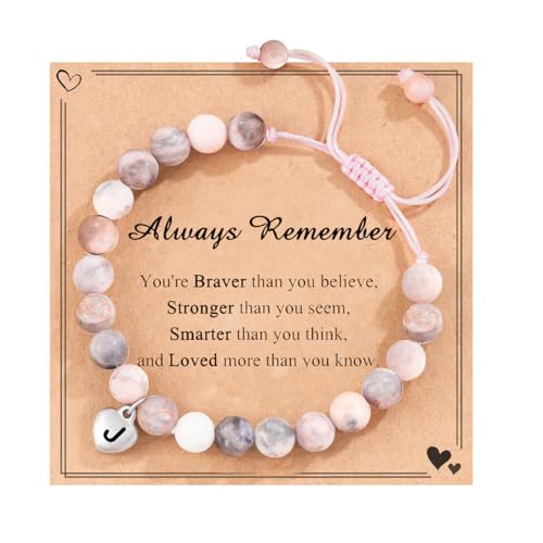 Tinuos Adjustable Natural Stone Bracelet for Teen Girls - Trendy Stuff and Cute Friendship Letter Bracelet Jewelry Gifts