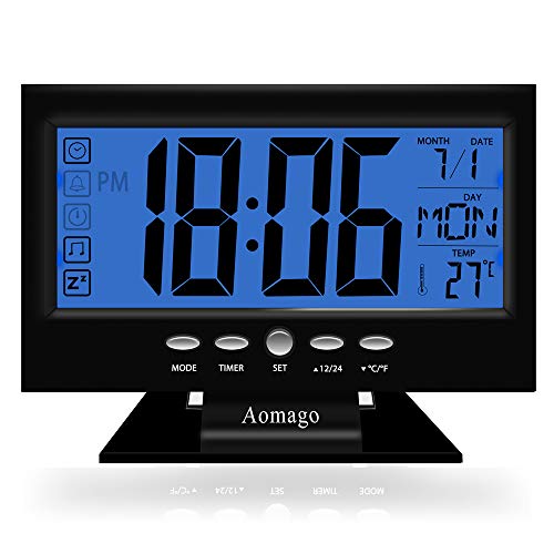 Aomago Digital Desk Clock Battery Operated with 5.7’’ Large display for Bedrooms, Battery
