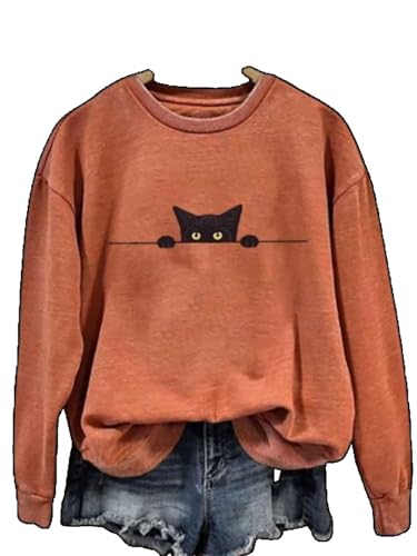 Hold on I See a Cat Shirt Funny Cute Black Cat Print Animal Lovers Sweatshirt for Women Be Kind to Animals or I'll Kill You Tshirt Plus Size Casual