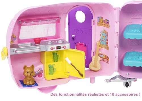 Mini-poupée Chelsea avec sa Voiture et sa Caravane pour jouer au camping - 3