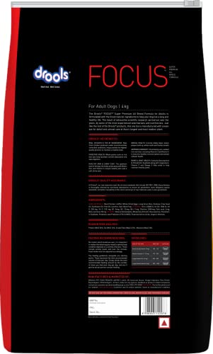 Drools Focus Adult Super Premium Dry Dog Food 4kg Pack | Chicken Flavour | Dental Health | Bone & Joint Health | Healthy Skin & Coat | Healthy Digestive System