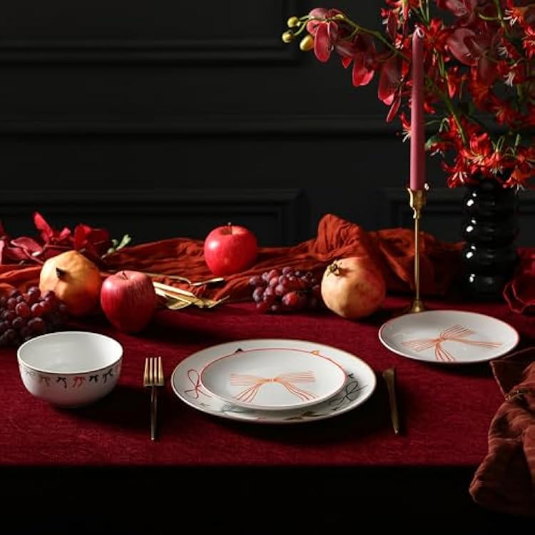 Stone Lain Rosie 12-Piece Dinnerware Set Porcelain, Plates and Bowls Set, Dishwasher and Microwave Safe, Dish Set for 4, Multicolored