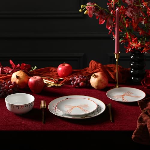 Stone Lain Rosie 12-Piece Dinnerware Set Porcelain, Plates and Bowls Set, Dishwasher and Microwave Safe, Dish Set for 4, Multicolored by Stone Lain - Used condition - Image 7