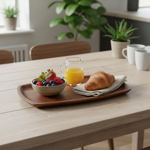 Deconox Akasya Ağacı Kayık Sunum Tepsisi (33x20 cm) | Ahşap Servis ve Kahve Tepsisi | Peynir, Şarküteri ve Dekoratif Banyo/Masaüstü Organizeri - Görsel 1