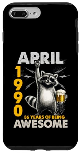 36th Birthday Raccoon Beer April 1990 Vintage 36 Years Old �X�}�z�P�[�X iPhone 7 Plus/8 Plus �p