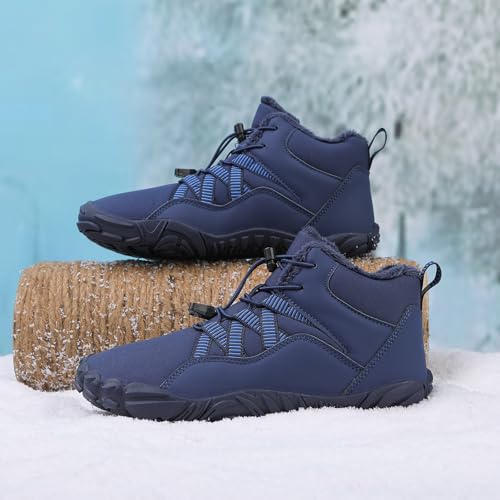 Men's & Women's Winter Barefoot Hiking Boots, Zero Drop, Waterproof, Wide Toe Box, Slip-On, Lightweight Fur Lining, Ankle Booties, Ideal for Hiking, Walking, Trail Running, Snow Adventures, Unisex3