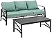Crosley Furniture KO60029BZ-MI Kaplan Outdoor Metal 2-Piece Seating Set (Sofa, Coffee Table), Oiled Bronze with Mist Cushions