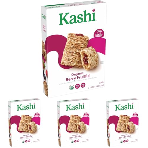 Kashi Breakfast Cereal, Fiber Cereal, Family Breakfast, Berry Fruitful, 13.4oz Box (1 Box) (Pack of 4)