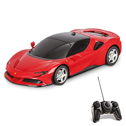 Mondo Motors, Ferrari SF90 Strada Modèle en échelle 1 : 24, jusqu'à 8 km/h de Vitesse, Jouet pour Enfants 63660 Rouge