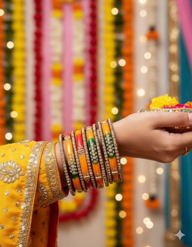 Image of Swara Creations Green Mehrun Red Glass Bangles Set for Women | Zirconwork Bangles | Glass bangles for festivals & occasions, Traditional glass bangles (SKU276)