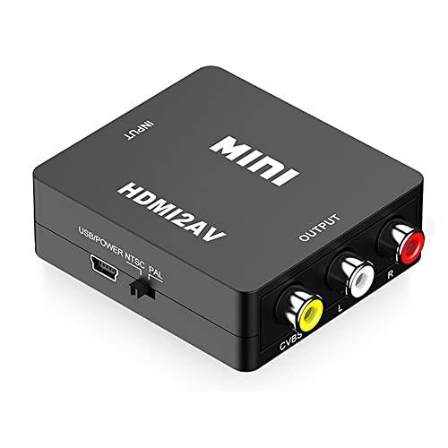 HDMI → AV/RCA コンポジット コンバーター 変換アダプター (ブラック)