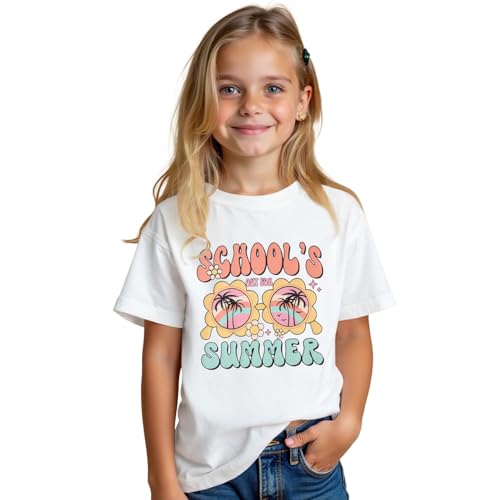 Image of Girls School's Out for Summer Shirt Last Day of School T-Shirt Kids Funny Graphic Summer Break Short Sleeve Tees Tops