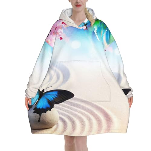 Couverture à capuche papillon EdWal en flanelle pour adulte