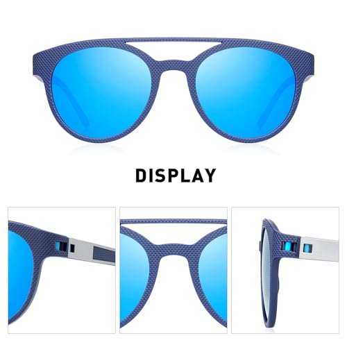 Polarized Sunglasses for Men Lightweight TR90 Frame Double Bridge Round Sun glasses3
