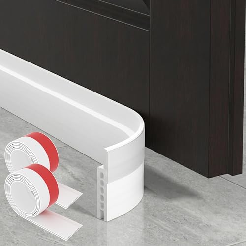 HIZH Door Draught Excluder,Door Draft Stopper,Draft Excluder for Doors,Quick Installation, Soundproofing, Fits Interior/Exterior Doors, Blocks Cold Air & Noise,2 Pack,White