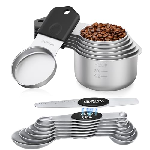 Magnetic Measuring Cups & Spoons Set - 15pc Stainless Steel