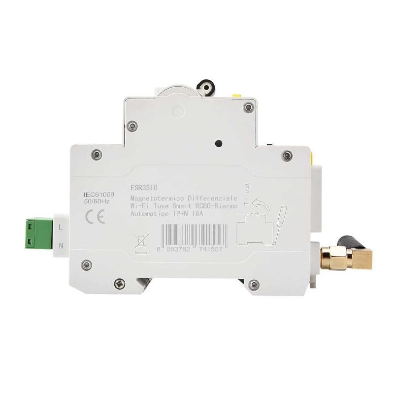 ETTROIT INTERRUTTORE MAGNETOTERMICO DIFFERENZIALE SMART WIFI 1P+N 16A 230V/400V RIARMO AUTOMATICO APP TUYA OCCUPA 3 MODULI DIN