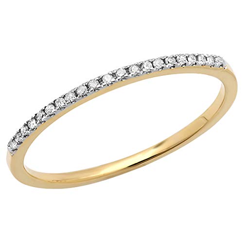 Dazzlingrock Collection 0.10 Cttw Round White Diamond Stackable Wedding Band for Her in 10K Solid Gold