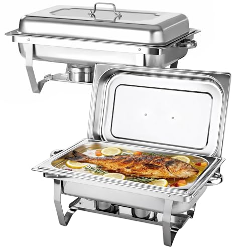 OHMG Chauffe Plat,Chafing Dish ou rechaud en INOX Alimentaire pour Buffet/Bain Marie Professionnel/Maintien au Chaud/Traiteur/hôtel/Restaurant - Acier...