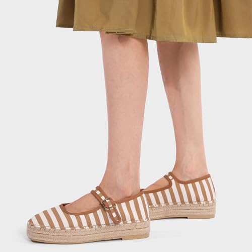 Women's Mary Jane Woven Espadrilles Ballet Flats for Women Outsole Canvas Summer Ballerina Flats.2