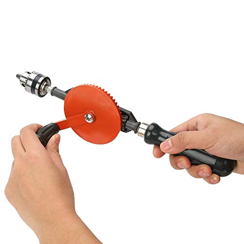 Hand Crank Drill, 1/4-Inch,3/8-Inch Chuck Portable Mini Mutual Drill with Double Pinions Hand Drill Tool for Wood Plastic(1/4) - Image 3
