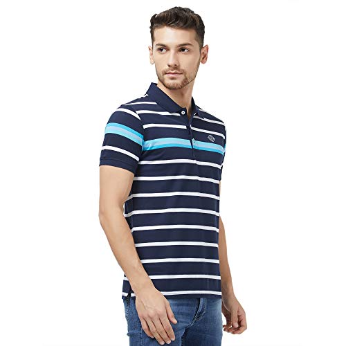 Image of Status Quo Men's Striped Regular Fit T-Shirt (MT-CL-196AQUAXL Aqua XL)