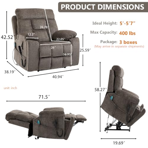 Image of Oversized Power Lift Recliner for Big & Tall 400lbs, 26 inch Wide Seat