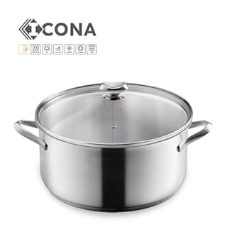 Metaltex ICONA - Casseruola bassa in acciaio inox 32 cm, 10 l
