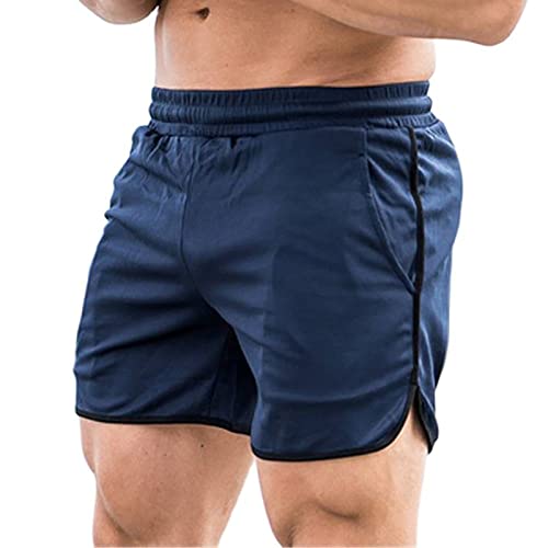 Shorts Esportivos Masculinos, Tecido de Malha Com Fecho de Cordão e Absorvente de Suor Shorts de Cor