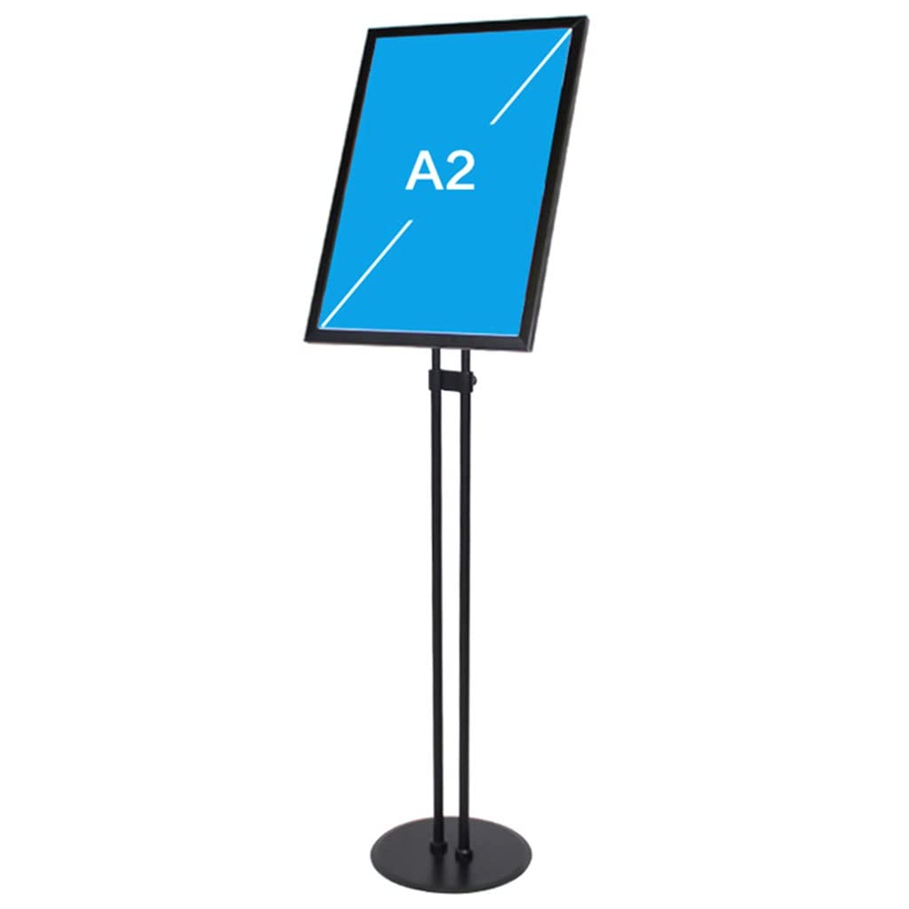 Stojak na znaki Aluminiowy stojak na plakaty Stojaki podłogowe Ramka zatrzaskowa Tablica plakatowa Uchwyt na menu Stojak reklamowy (Color : Black, Size : A2)