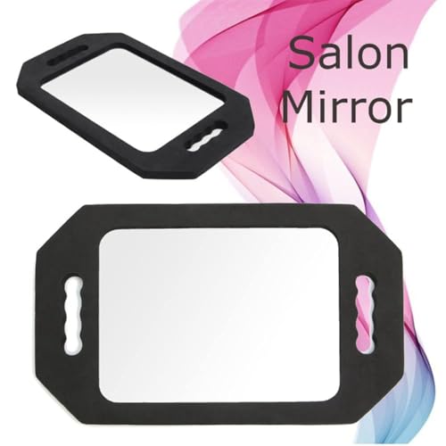 Image of Double Handle Mirror - Large Hand Held Mirror(16.14 inch x 9.84 inch) Barber Mirrors Handheld,Salon Hand Mirrors with Handle,Barbershop Hair Salon Equipment Hairstylist and Barber Accessories