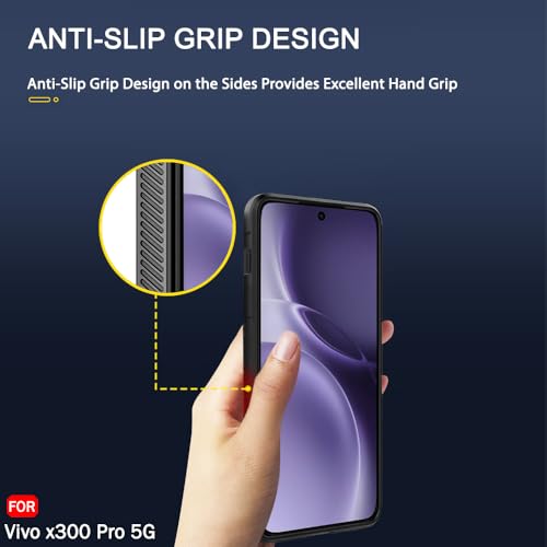 Image of TheGiftKart Liquid Silicon Back Cover Case for Vivo X300 Pro 5G | ShockProof Military Grade Protection | Micro-Fibre Cloth On Inner Side | Anti-Slip Grip Back Case Cover for Vivo X300 Pro (TPU, Black)
