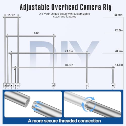 Image of EMART Overhead Camera Mount Rig, Adjustable Aluminum Tabletop Platform