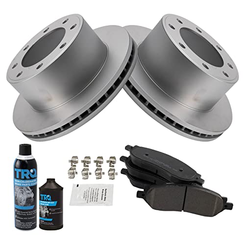 Image of TRQ Rear Brake Pad & Rotor Kit, with Chemical Kit Semi-Metallic Premium G-Coated Compatible with 2005-2007 Ford F-250 Super Duty F-350 Super Duty