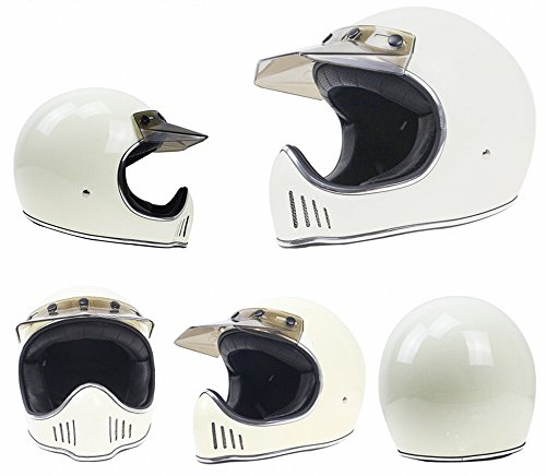 Casque intégral moto rétro blanc GZZ taille L pour balade vintage - 3