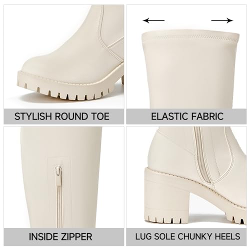 EETTARO Women's Over The Knee Boot Fashion Stretch Thigh High Boots Chunky Heel Tall Long Side Zip Boots3