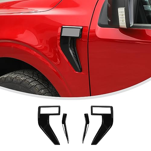 Image of Linskip Fender Side Emblem Trim Compatible with Ford F150 F250 F350 2021 2022 2023, for F150 Fender Badges Cover, for F-150 Enterior Accessories(Black)