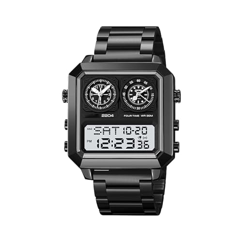 Montre de sport homme électronique carrée rétroéclairée antichoc