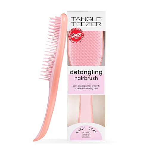 Tangle Teezer - Escova de cabelo desembaraçadora The Wet Detangler para texturas grossas a crespas. Ideal para o uso em fios úmidos Cor: Mango Pink