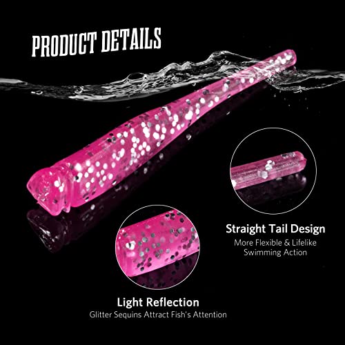 Goture Soft Plastic Fishing Lures Kit For Crappie Including Paddle Tail Swimbaits, Curved Tail Grubs, Craw Baits, Soft Plastic Worms Bait For Bluegill, Panfish, Crappie 1/8 1/16 1/32 Oz, 80Pcs #TOP4