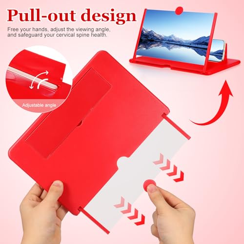 Amplificador de pantalla para móvil rojo de ABS compacto para videojuegos y textos 3