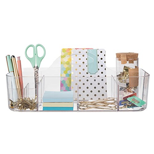 Image of iDesign Clarity Cosmetic Organizer Tote for Vanity Cabinet to Hold Makeup, Beauty Products - Clear 14.5 inch x 7 inch x 5.75 inch (Pack of 4)