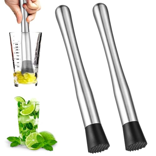 2 StüCk Cocktail StößEl Cocktail ZubehöR Edelstahl StößEl Cocktail StößEl Cocktailstampfer Cocktailstampfer Eiszerkleinerer Bar ZubehöR Cocktailstampfer KüChenbar-GeträNke-Mojito-Stampfer
