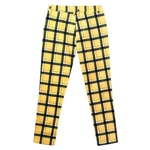 Generic Mens Plaid Pants Skinny Dress Pants Slim Fit Business Slacks Casual Work Pants Comfy Suit Pants Comfy Golf Trousers4