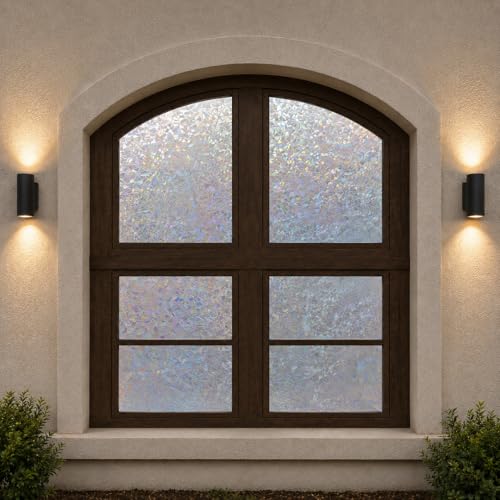 Image of CVANU Rainbow Reflection 3D Frosted Privacy Window Film, Self Adhesive Waterproof Vinyl Covering Sheet for Glass Door, Windows, Bathroom, Home & Office Use (12 x 120 Inch)