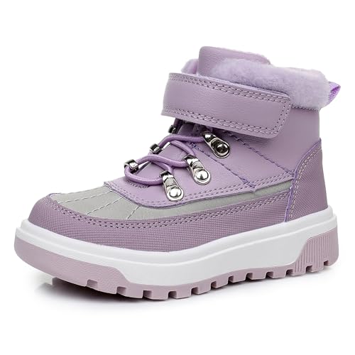 Ahannie Toddler Boys Girls Winter Boots &ndash; Warm Fleece-Lined Water Resistant Ankle Boots with...