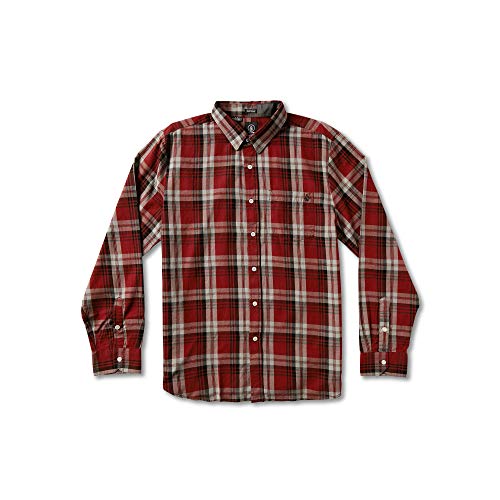 Volcom Men's Cranmore Long Sleeve Plaid Flannel Shirt Grey