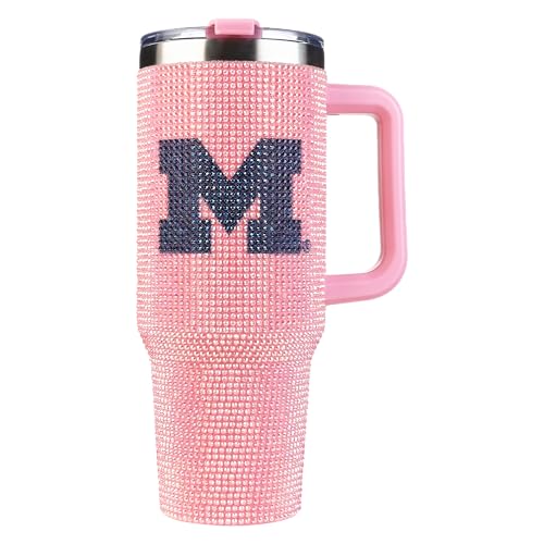 Image of The Memory Company Officially Licensed NCAA - University of Michigan 40oz Pink Bling Game Day Tumbler