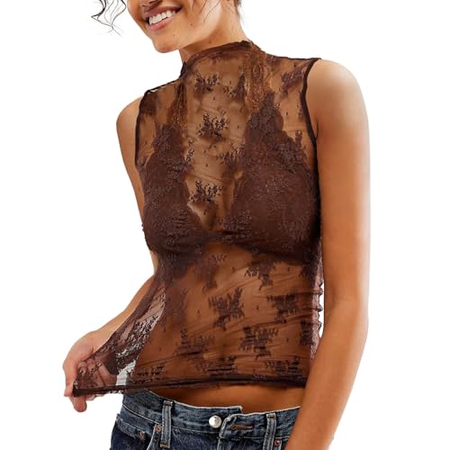 Parte superior de malla para mujer, parte superior de malla transparente, parte superior de malla negra, camiseta de tirantes, informal, blusa de tul, camiseta sin mangas, túnica, ropa de club, fiesta